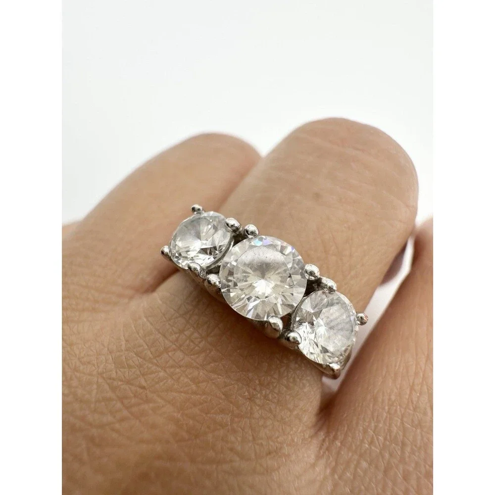 MC 925 Sterling Silver C Z Engagement Wedding Ring Size 6